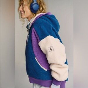 FP Movement Hit the Slopes Sherpa Hoodie Jacket Black Grape NWT Size Large